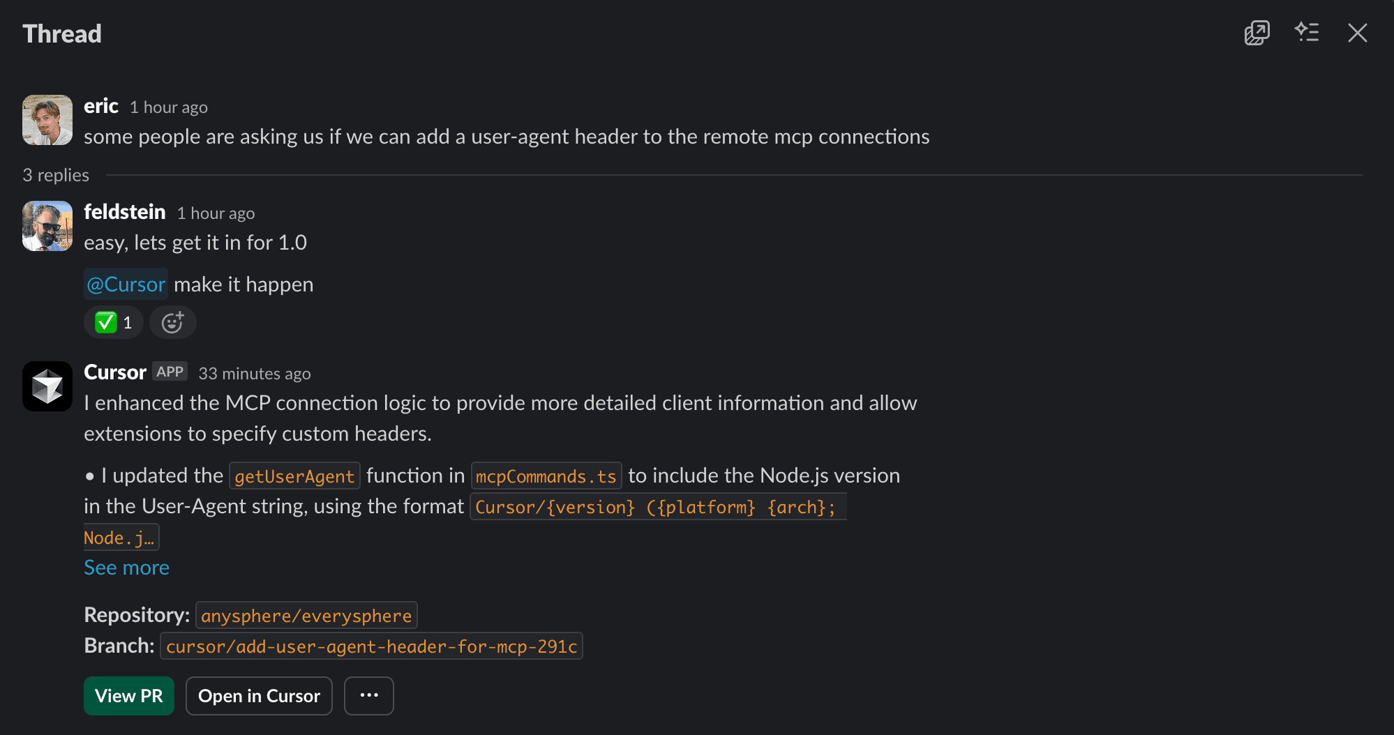 View PR link in Slack